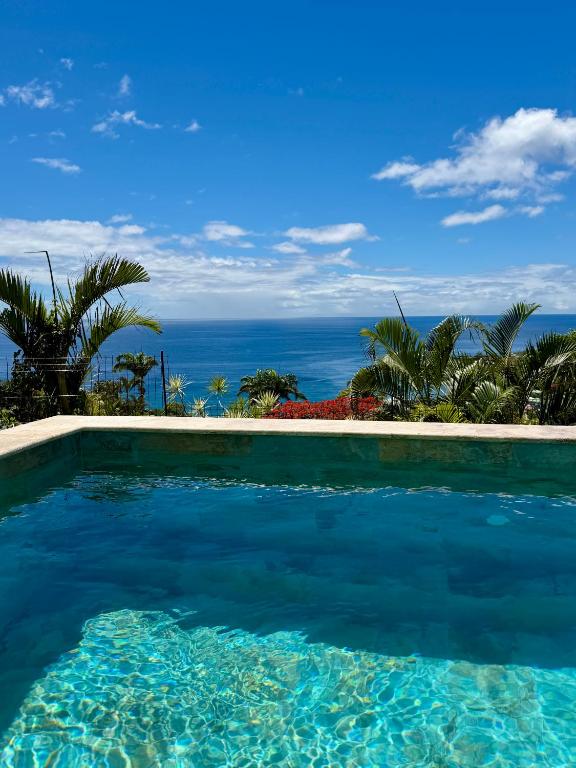 a swimming pool with a view of the ocean at Espace Harmonie Deshaies - Vue Mer & Piscine Panoramique in Deshaies