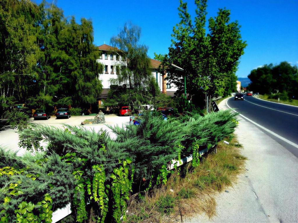 a row of plants on the side of a road at Hotel Rimski Most in Sarajevo