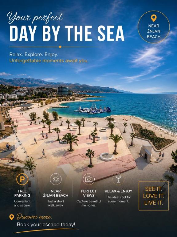 a flyer for a day by the sea resort at Apartments Znjan in Split