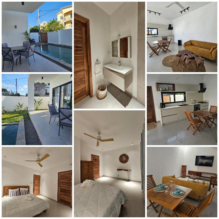 a collage of photos of a house at Adam Duplex in Cap Malheureux