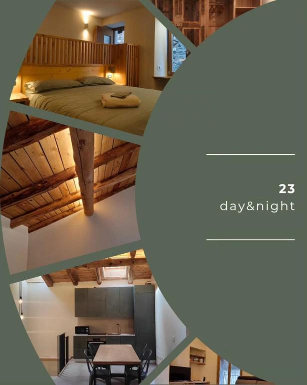 a collage of photos of a bedroom and a bed at Ai Parlenti 23 - day&night in Tirano