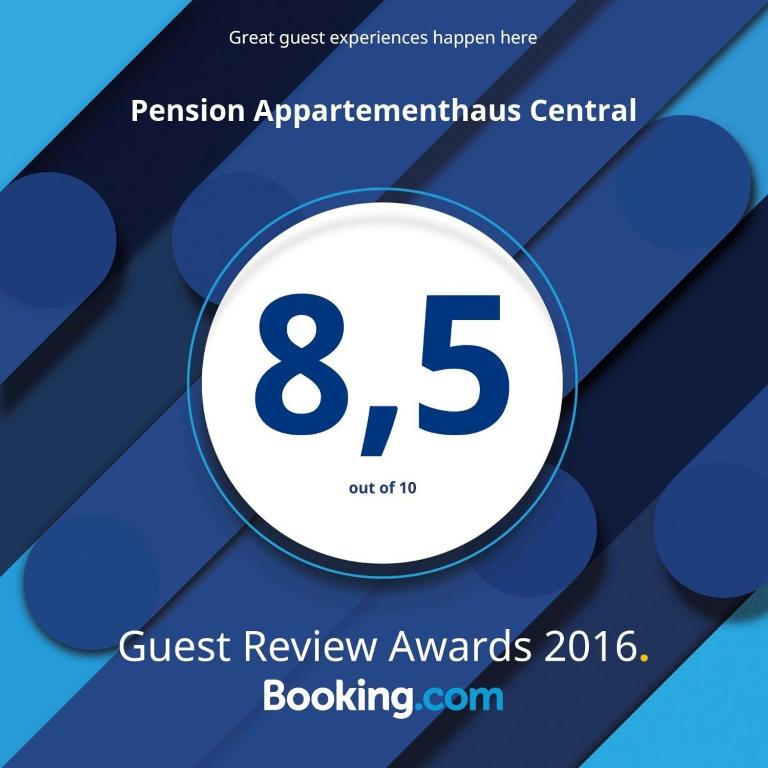 Certifikát, hodnocení, plakát nebo jiný dokument vystavený v ubytování Pension Appartementhaus Central