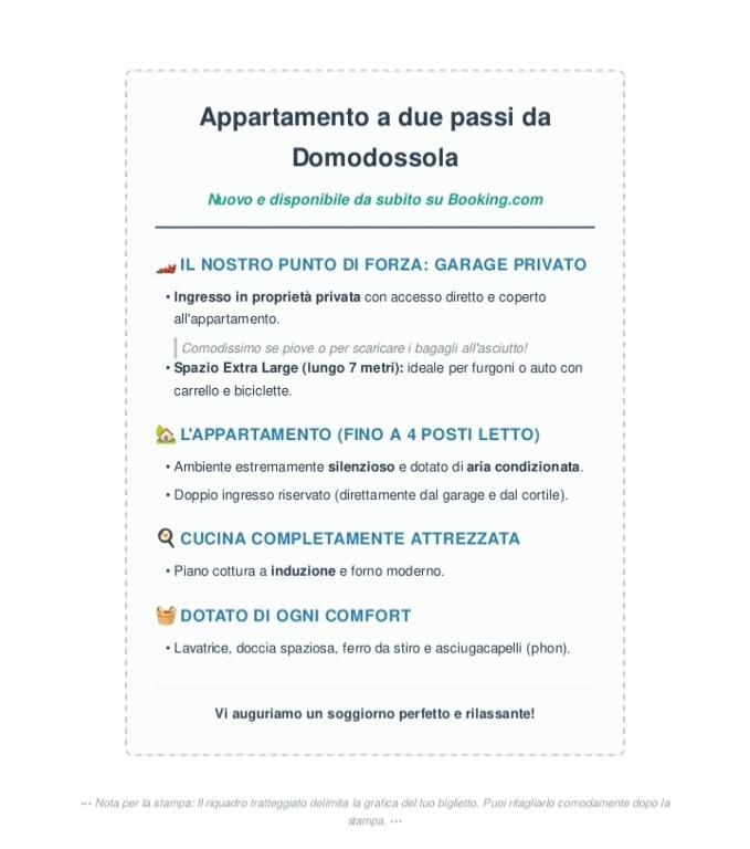 A due passi da Domodossola - One-Bedroom Apartment