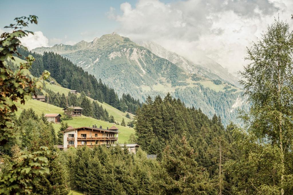 a house on the side of a mountain at Hotel Bergkristall Zillertal - Adults Only in Hippach