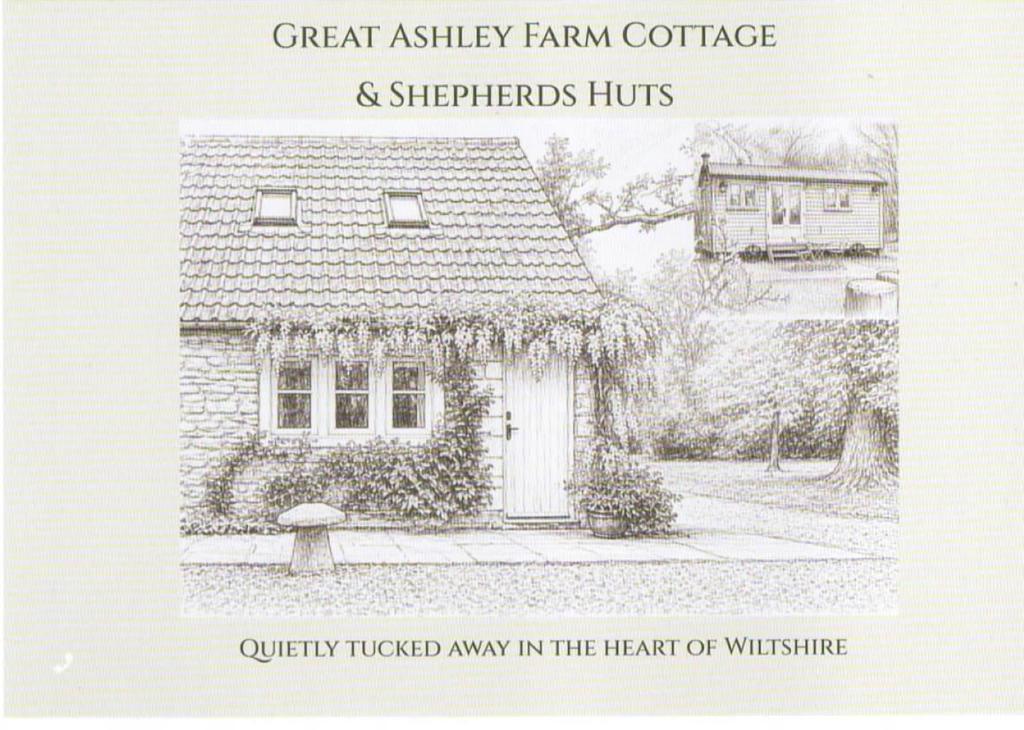 a black and white picture of a house at Great Ashley Farm Holiday Cottage & Shepherds Huts in Bradford on Avon