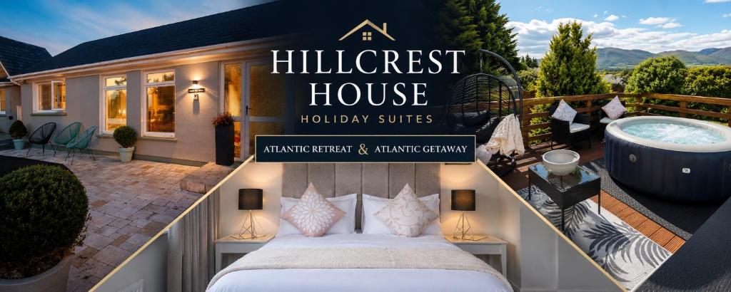 a luxury house with a bed and a hot tub at Hillcrest House Holiday Suites in Donegal