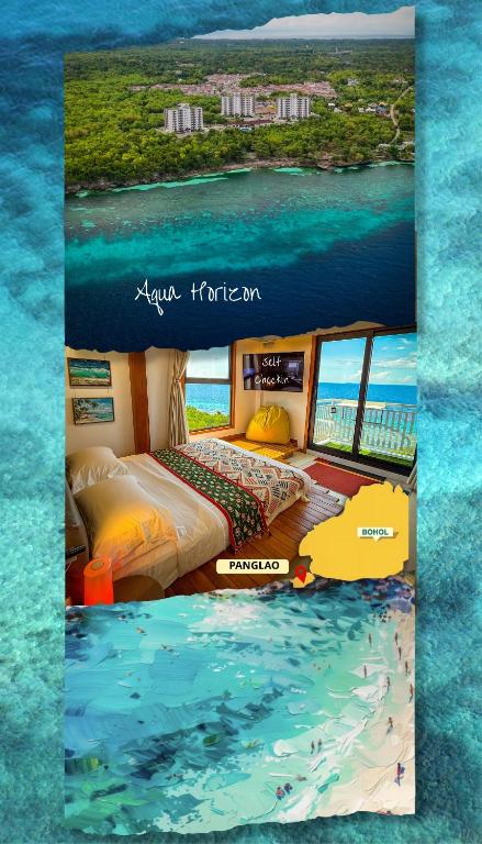 a poster for a hotel room in the ocean at Aqua Horizon Art Studio Condo in Dauis
