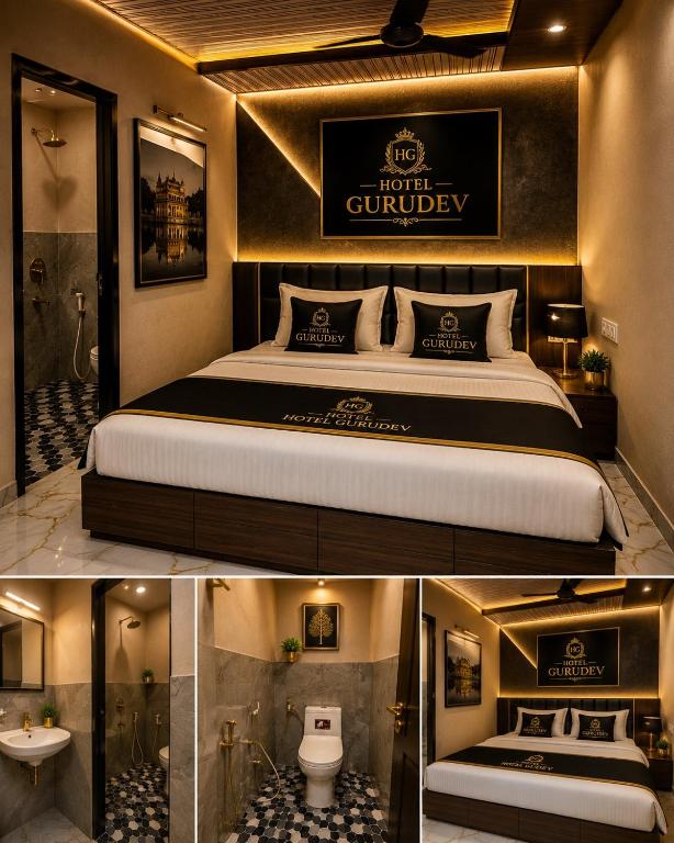 a hotel room with a bed and a bathroom at Hotel Avigatkabir sanwer in Sānwer