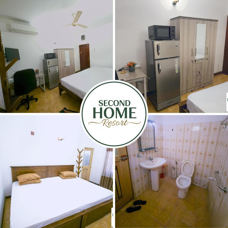 a group of four pictures of a room at Second Home Resort- Homestay AC Room with Attached Bathroom and WiFi in Boralesgamuwa