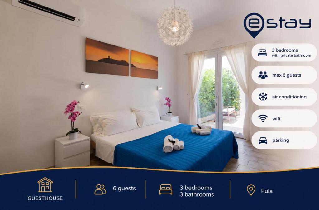 ein Schlafzimmer mit einem Bett, auf dem zwei Handtücher liegen in der Unterkunft Estay - Coru e Mari - Elegant Suites in Pula