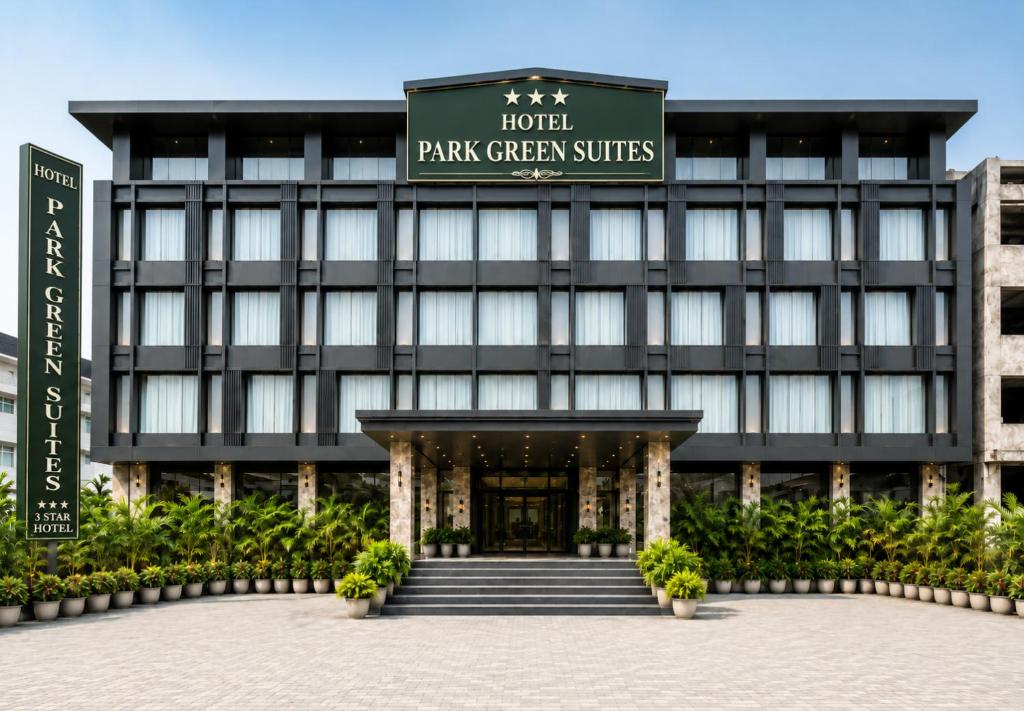 a rendering of the front of the park green suites hotel at Hotel Park Green Suites Delhi Airport in New Delhi