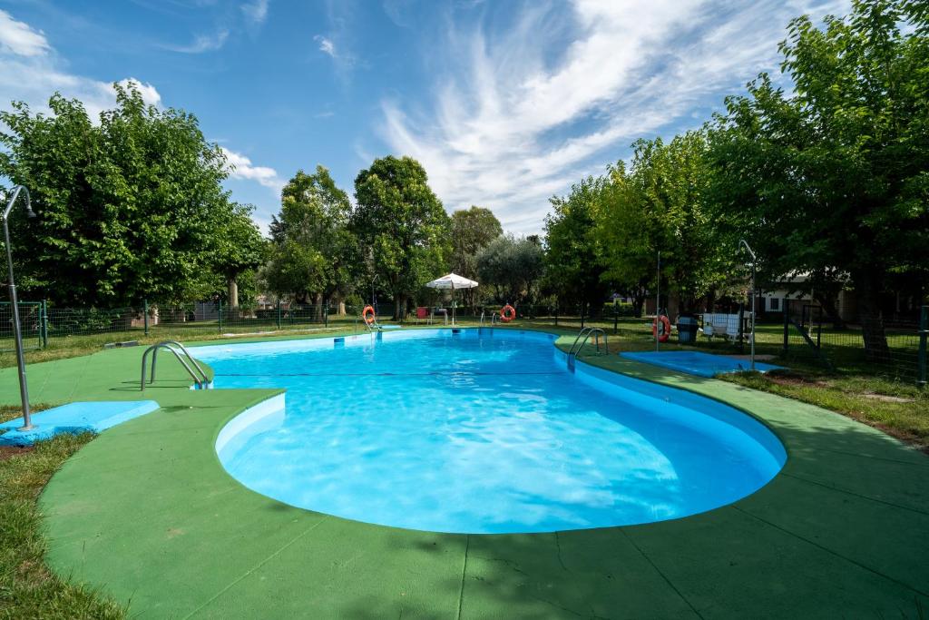 a large pool with blue water in a park at Hotel Los Olivos in Getafe