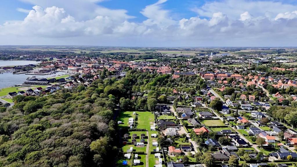 an aerial view of a small town with houses and trees at Morsø Camping in Nykøbing Mors