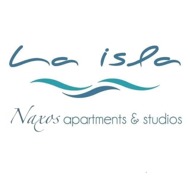 a logo for a school with waves organizations and students at La isla in Naxos Chora