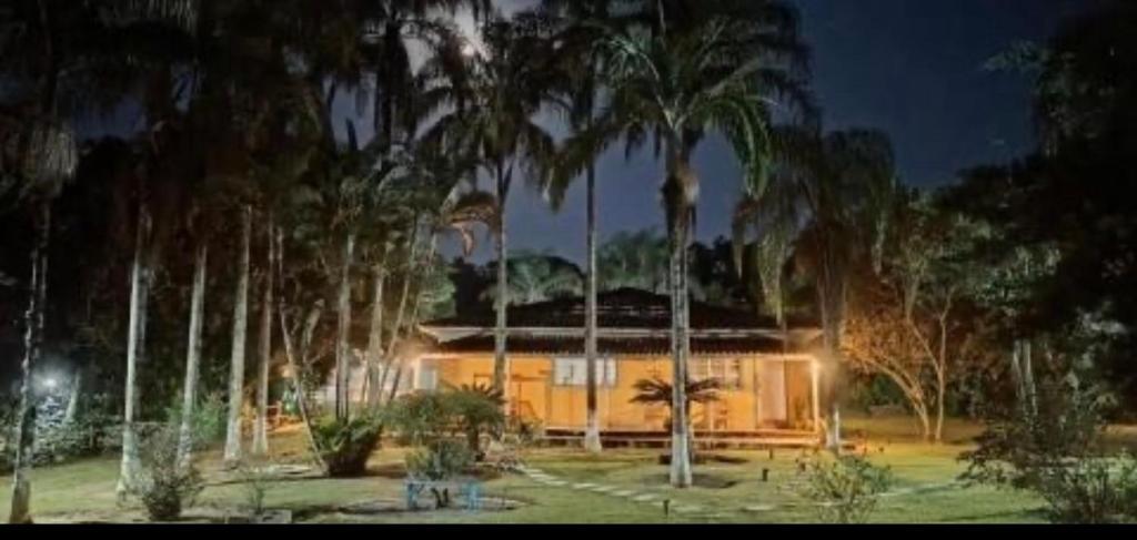 a house with palm trees in front of it at Villa Dona Jaca - Casa da Mata - 01 in Socorro