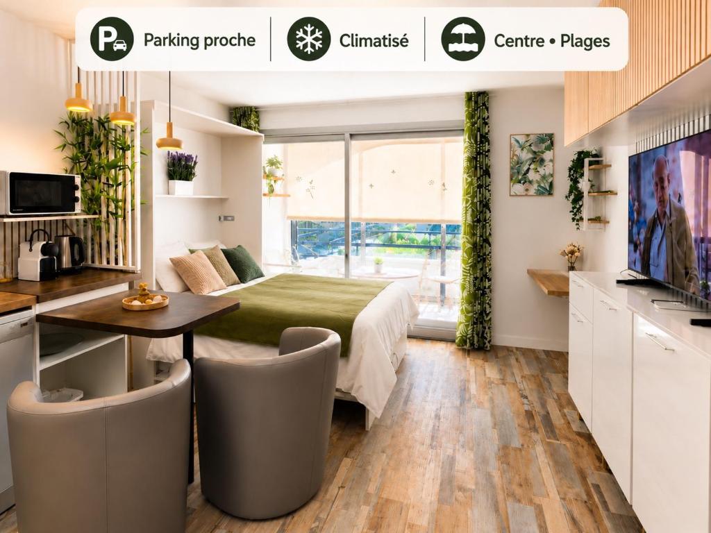 Studio climatise - Parking - Centre, Plage
