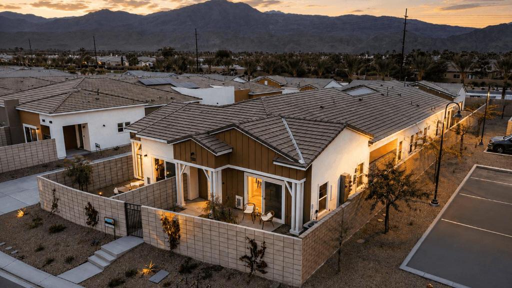 an overhead view of a house with a roof at Summerwell by AvantStay in La Quinta