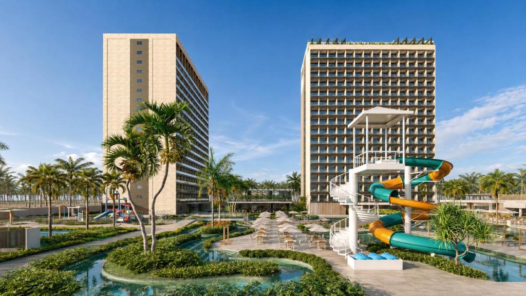 a water park at a resort with a water slide at Beach Resort in Salinópolis