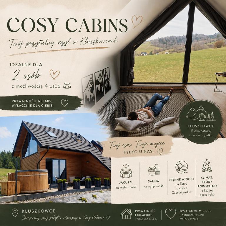 COSY CABINS - las, jezioro, góry, Velo Czorsztyn, prywatna sauna, jacuzzi bez limitu