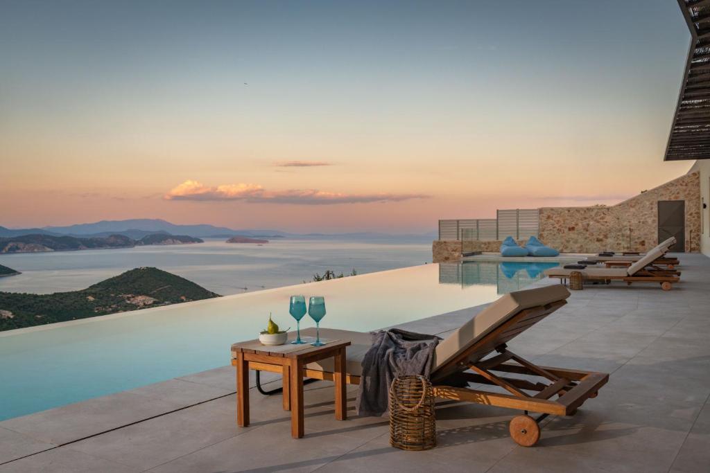 a view of the ocean from a villa at Villa Symposium Infinity in Sivota