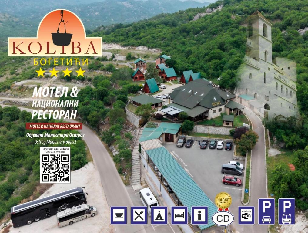 a magazine cover of a bus station next to a building at OSTROG Aparthotel KOLIBA-VLASTNIŠTVO MANASTIRA OSTROG in Nikšić