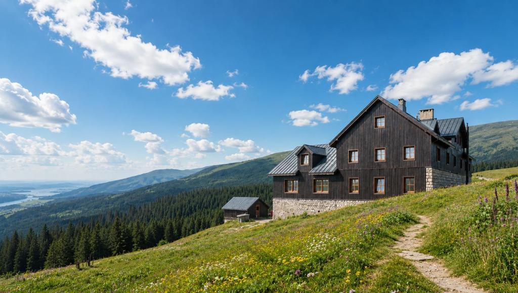 a house on the side of a hill at Rennerka Horská bouda in Strážné