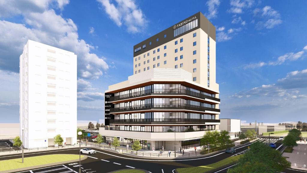 a rendering of a tall building with a street at たびのホテルlit豊川 in Toyokawa