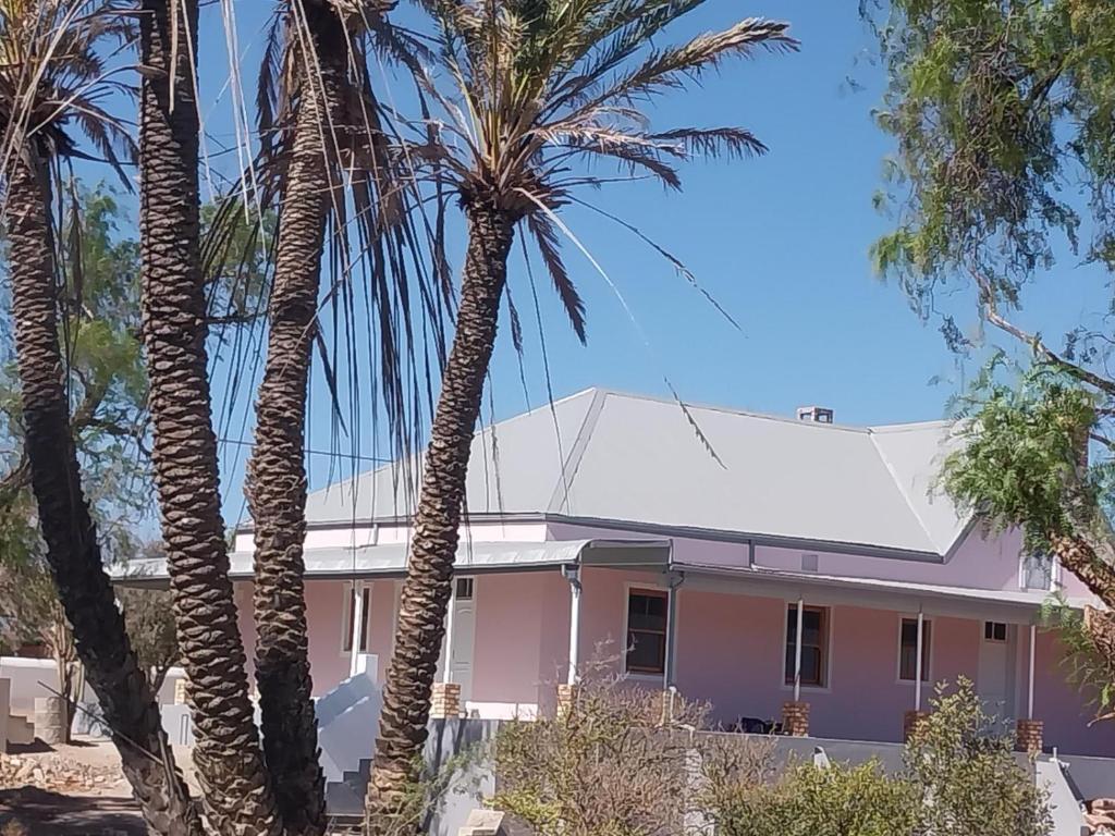 a house with palm trees in front of it at Maskam Manor in Vanrhynsdorp