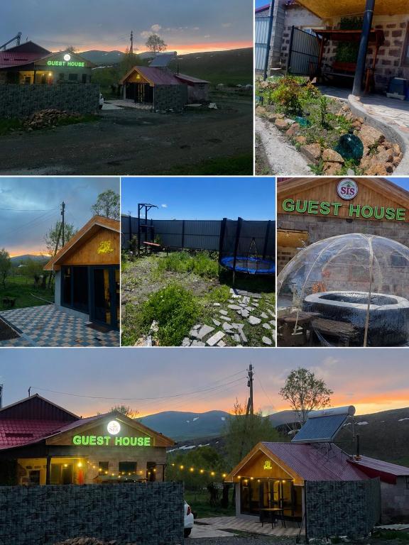 a collage of photos of a guest house and a guest house at Sis Guest House in Tsʼoghamarg