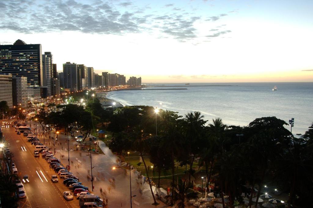 a view of a city street with the ocean at Hotel Beira Mar in Fortaleza