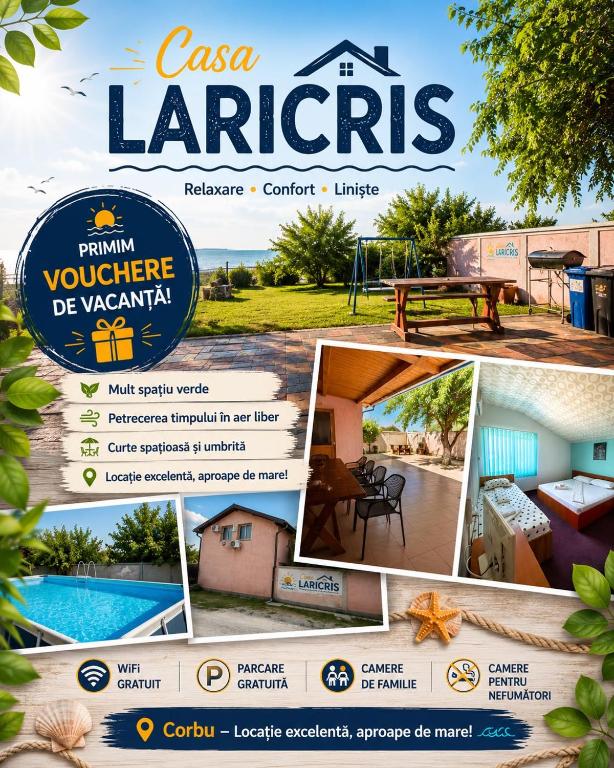 a collage of photos of a house at Casa LariCris in Corbu