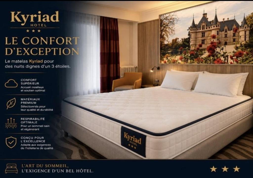 a poster of a bed in a hotel room at Kyriad Hotel Tours Centre in Tours