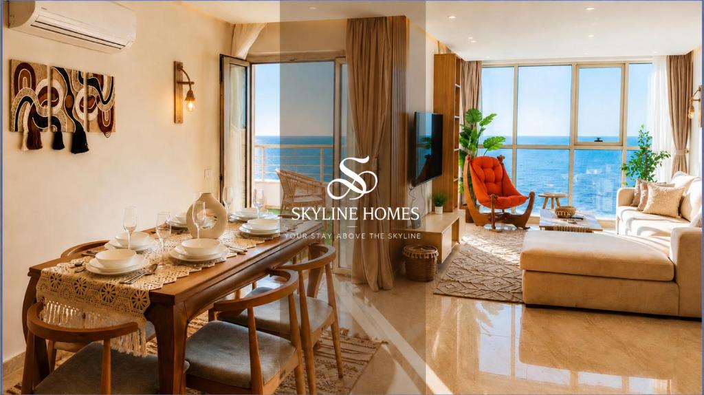 a living room with a table and chairs and a living room at Skyline Homes in Alexandria