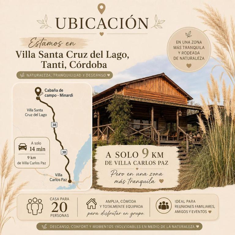 a brochure for a cabin in front of a building at Cabaña de campo in Tanti