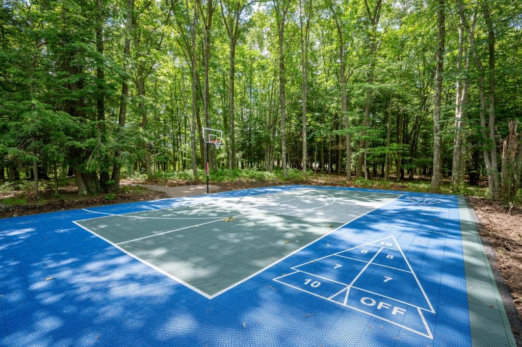 a basketball court in the middle of a forest at Mountain Paradise by Railey Vacations in Friendsville
