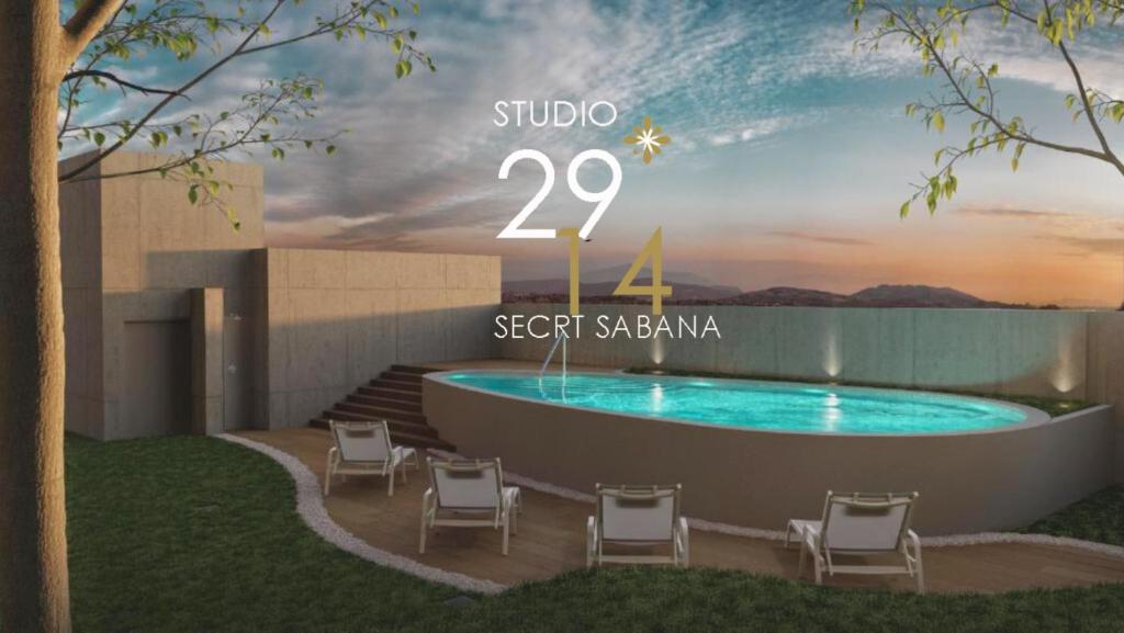 a rendering of a rendering of a resort swimming pool at Studio en piso 29 Secrt Sabana in San José