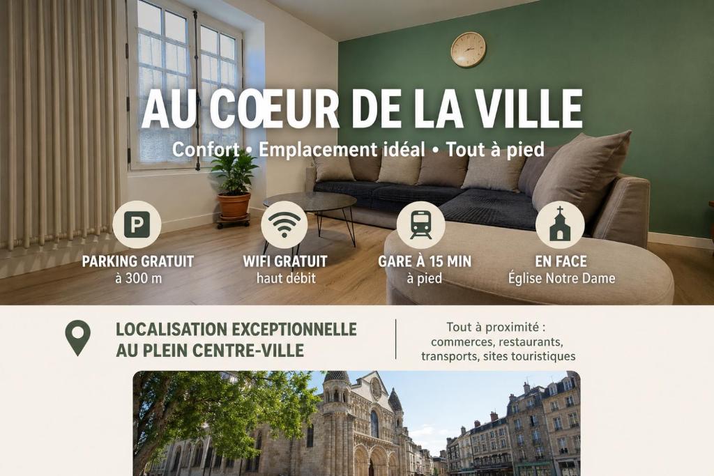 a website for a real estate agency with a living room at Maison en face du Marche Notre-Dame in Poitiers