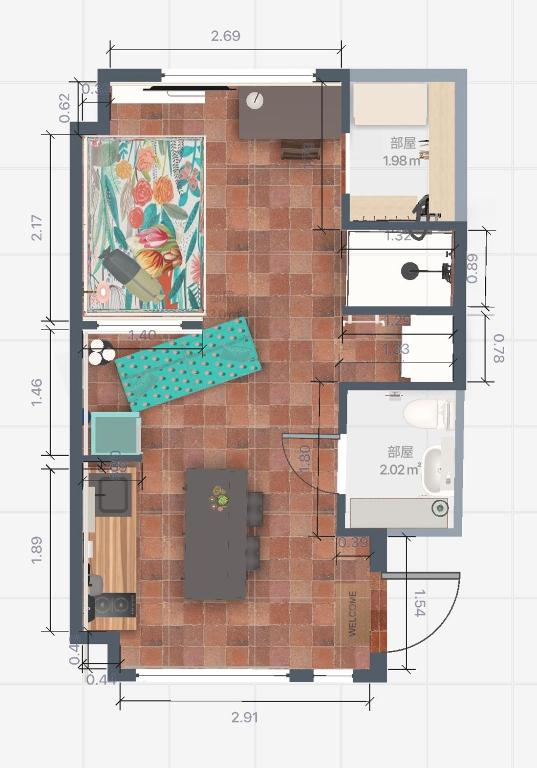 disegno della planimetria di una casa di Flat 106 a Tokyo