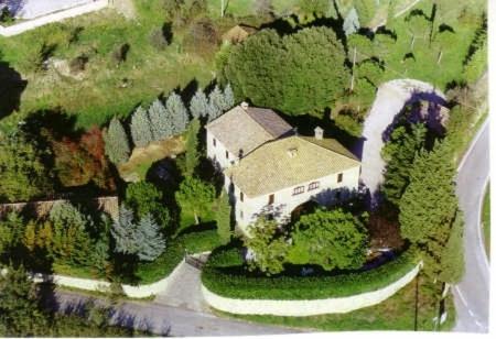 an aerial view of a house on a hill at Villa Irene B&B in Magione