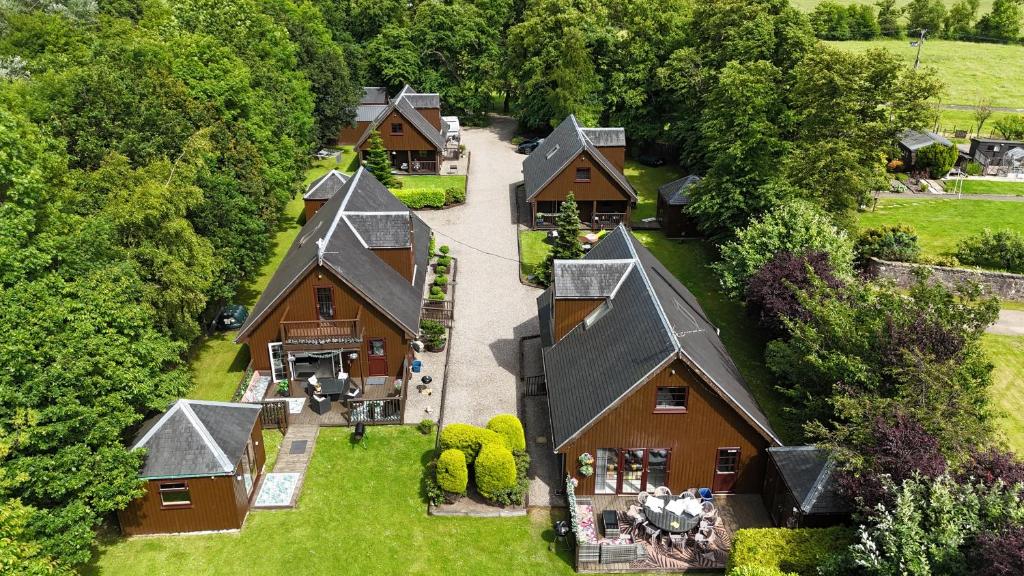 an aerial view of a house at La Fortuna Lodges in Stirling