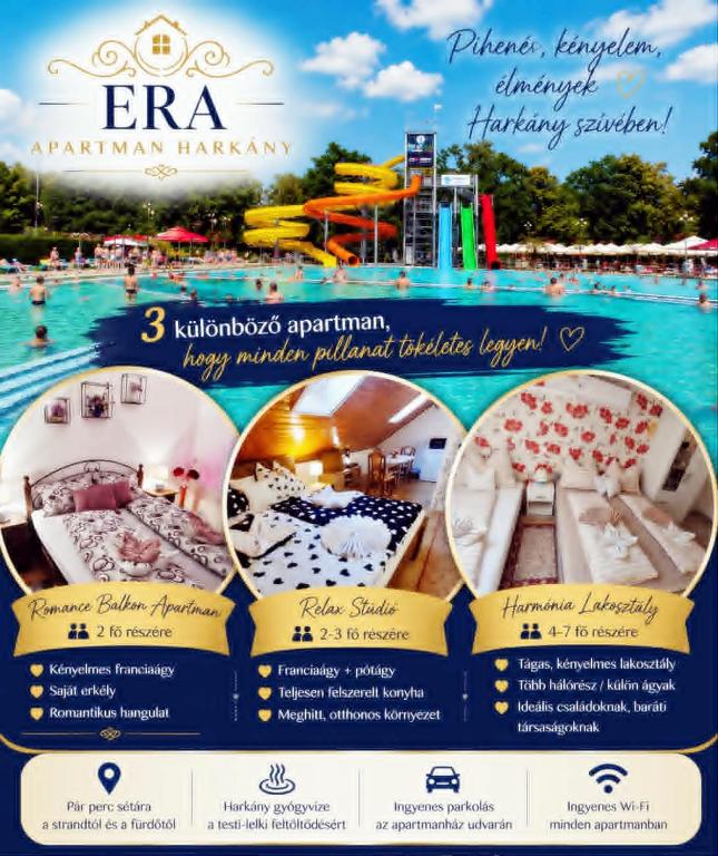 a brochure for an amusement park with a water park at Era Apartmanház in Harkány