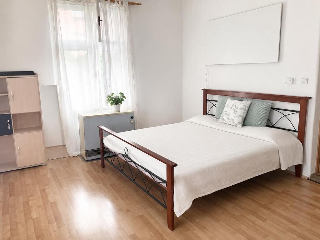 a bedroom with a large bed in a room at Apartmán Růžovka in Jaroměř