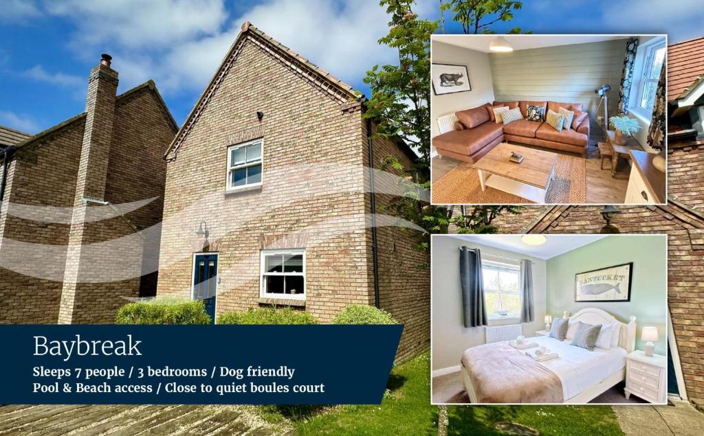 eine Fotocollage eines Hauses in der Unterkunft Baybreak - Part of the The Bay Filey Holiday Village with pool, gym and direct beach access, pub, restaurant, tennis and meadows walks in Filey