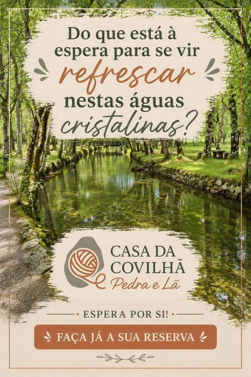 a poster for a party in a park with a river at Casa da Covilhã - Pedra e Lã in Covilhã