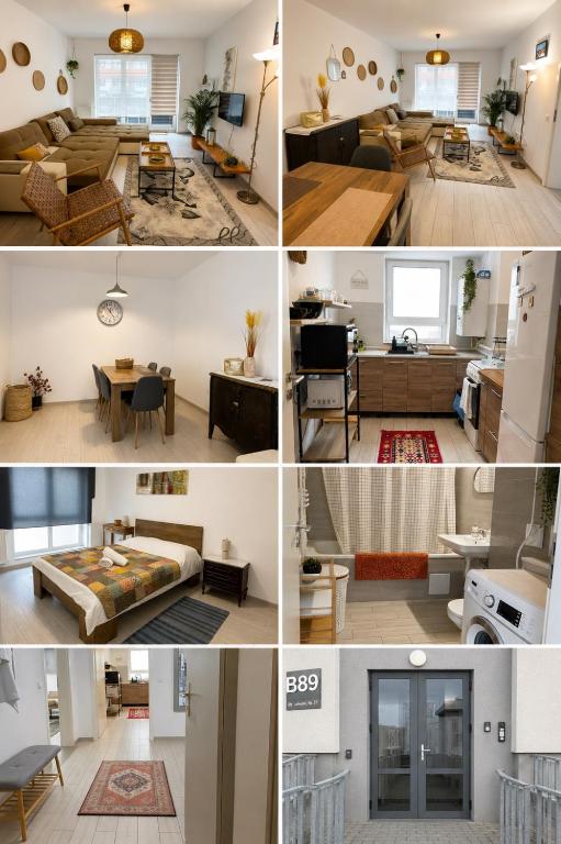 a collage of photos of a living room and a living room at Casa Shay Brasov in Braşov