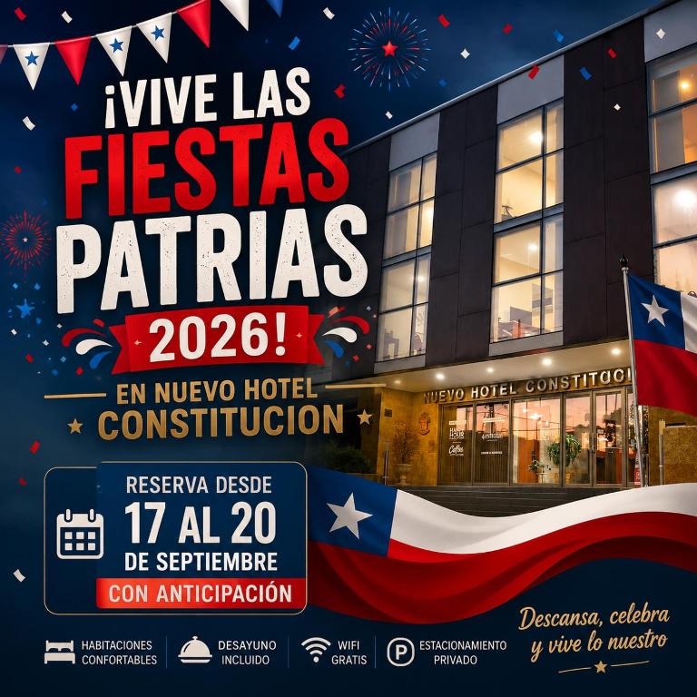 a flyer for an event in front of a building at Nuevo Hotel Constitucion in Constitución