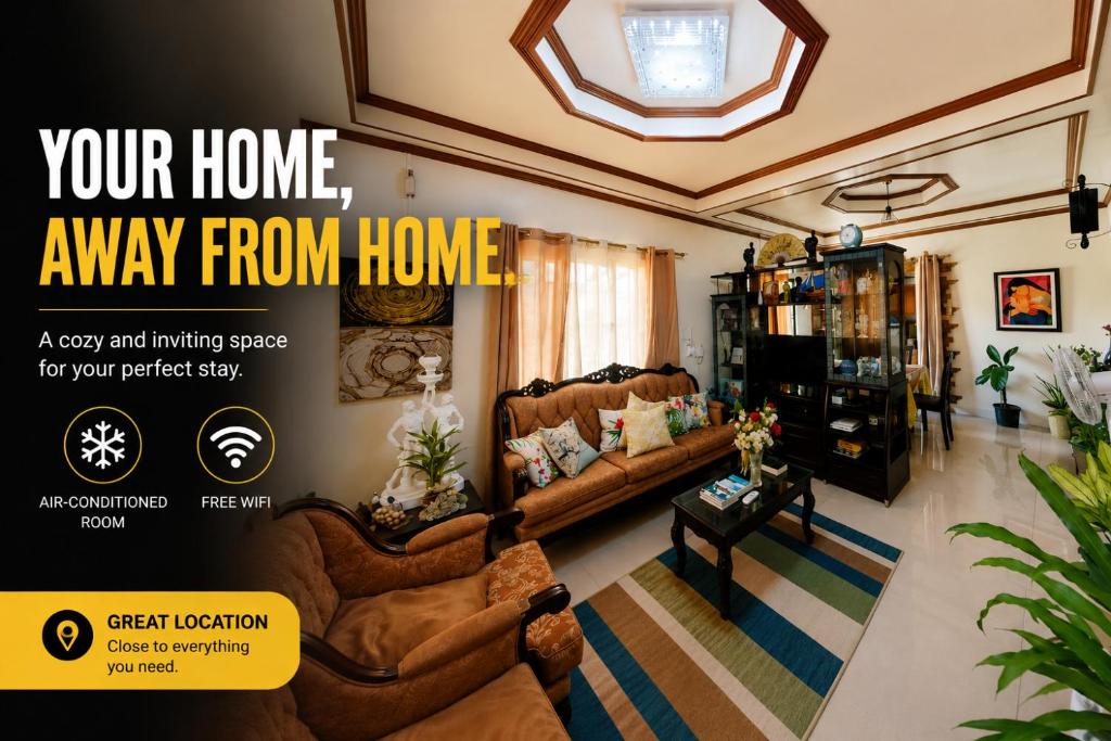 a living room with a couch and living space for your perfect setup at Romar's Place Roxas Orientl, Mindoro in Roxas