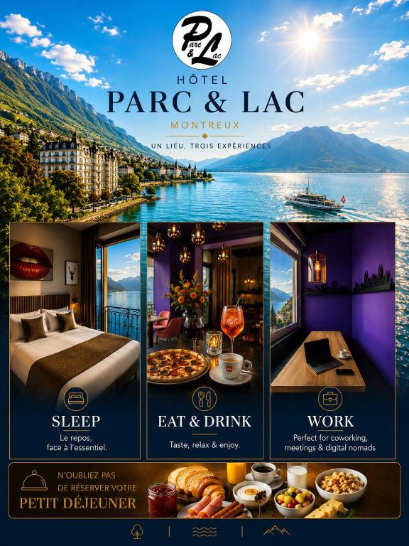 a flyer for a hotel pan trap lag resort at Hotel Parc & Lac in Montreux