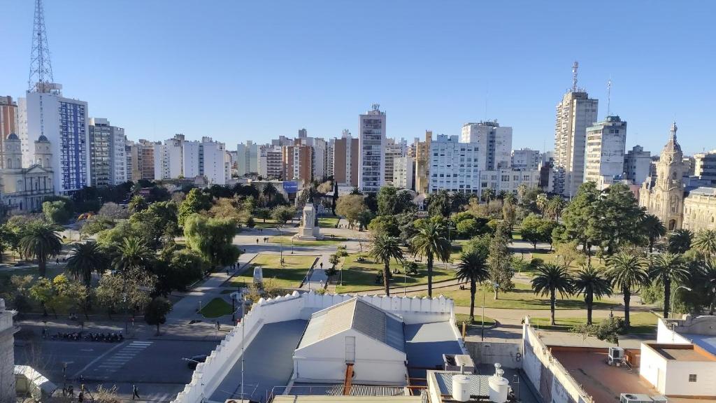 a view of a city with tall buildings at Departamento Del Plaza in Bahía Blanca