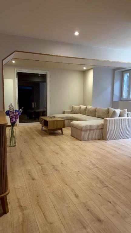 a large living room with a couch and a table at Les 4 Horizons in Romorantin